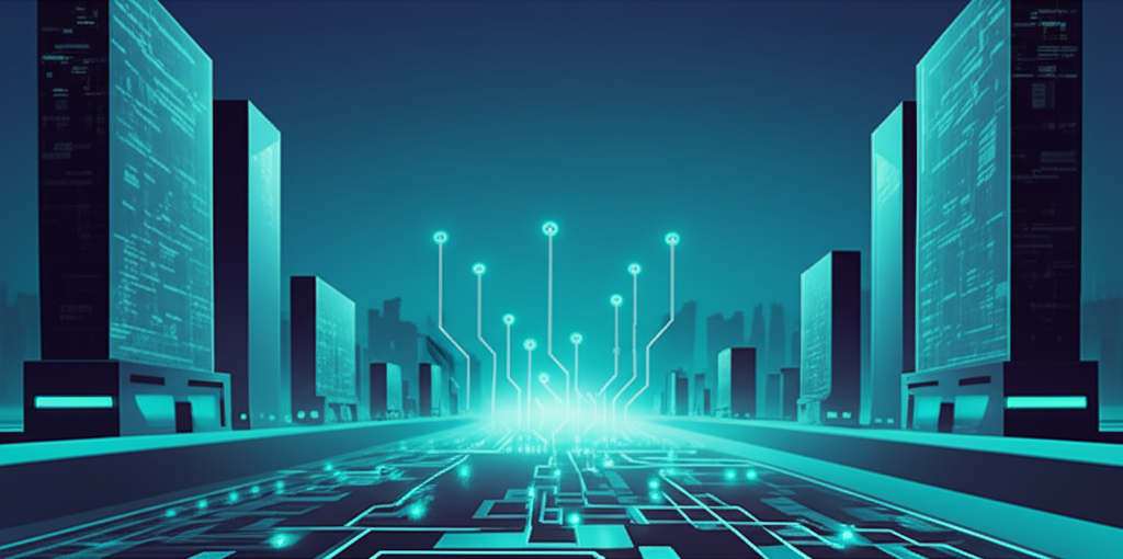 Illustration of Cisco and Palo Alto Networks as two powerful forces in cybersecurity, representing both competition and collaboration on a digital landscape