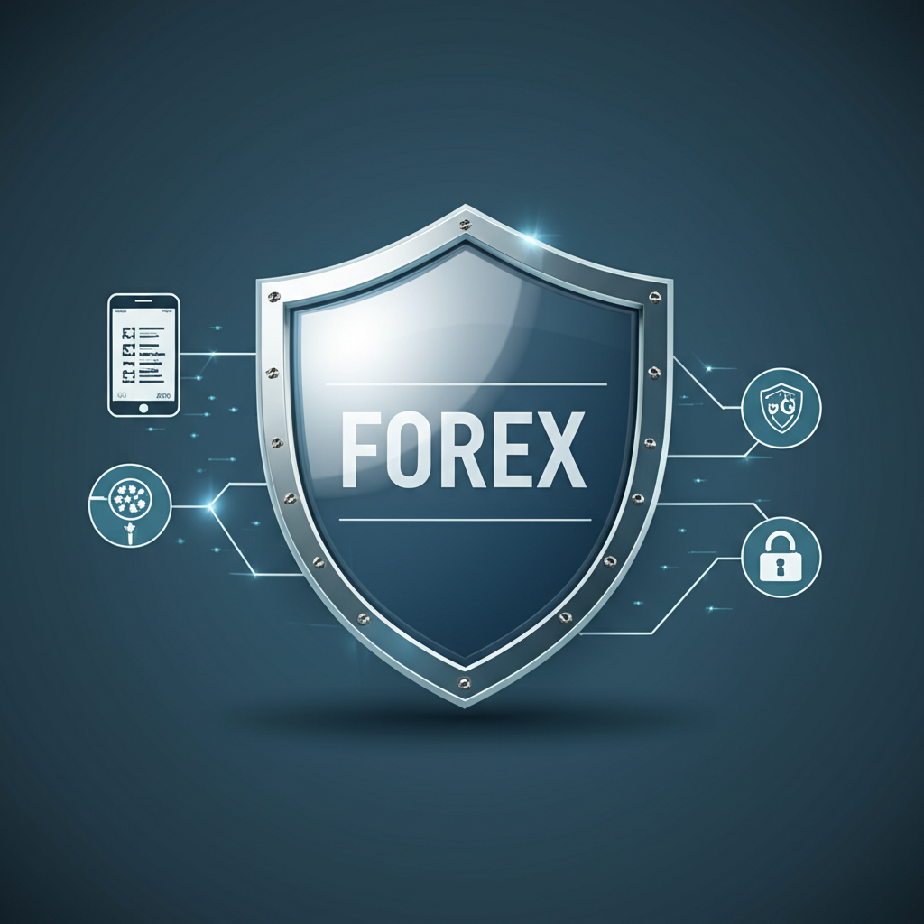 Illustration of a forex security shield with 2FA protection