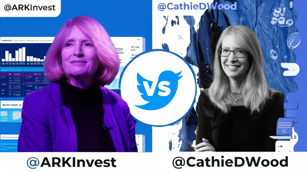 Visual comparison of @ARKInvest's data-driven content versus @CathieDWood's strategic and philosophical insights on X
