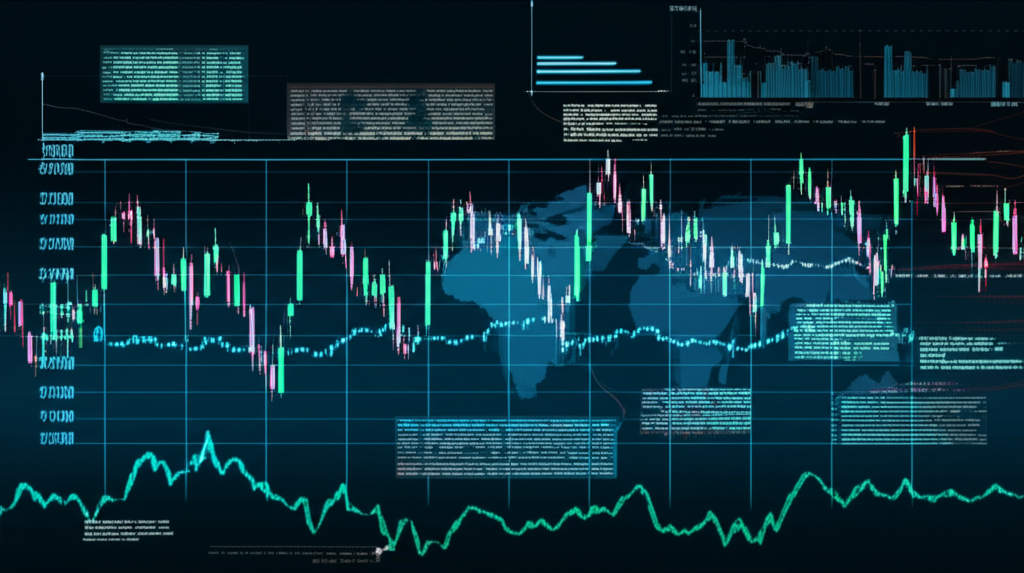 Global trading support, charts, illustration