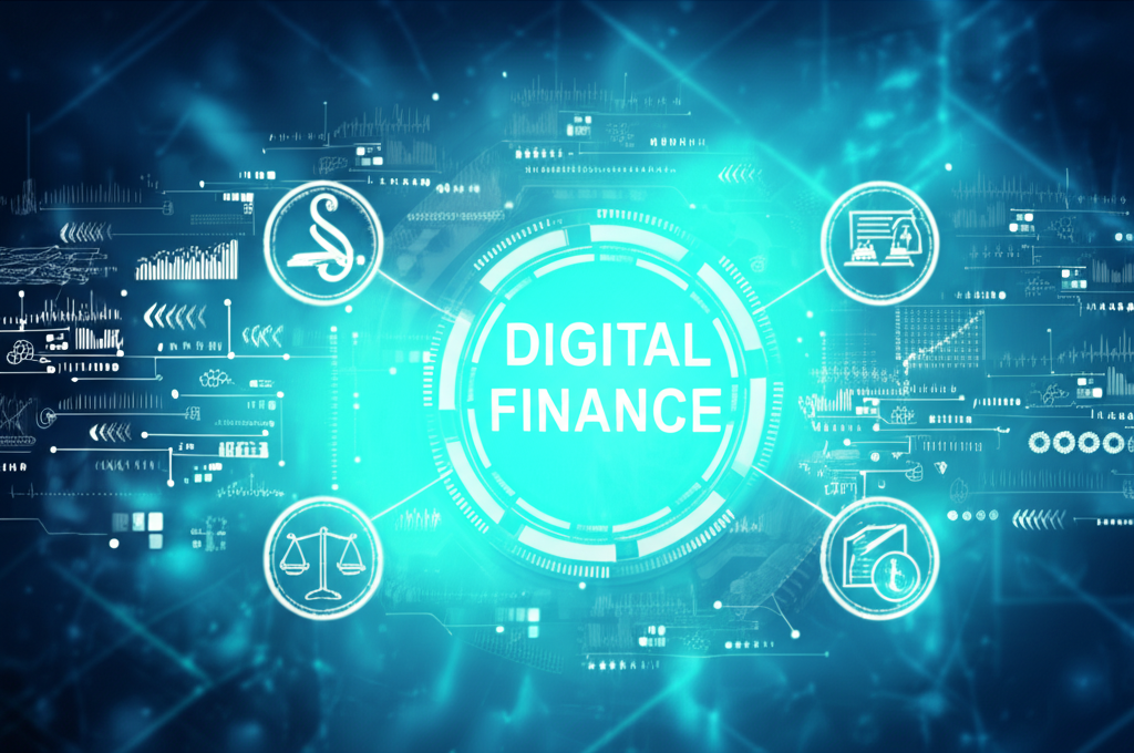 Digital finance with compliance symbols