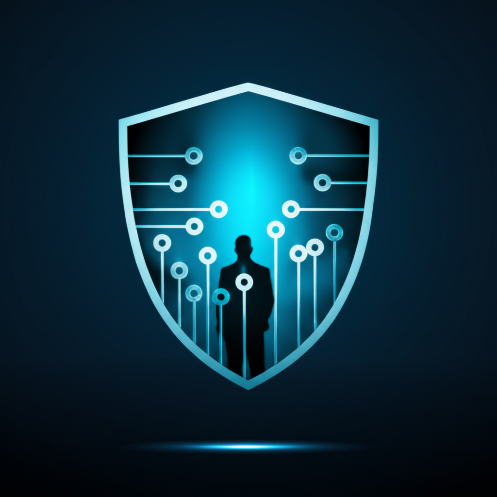 Shield protecting forex trader, illustration