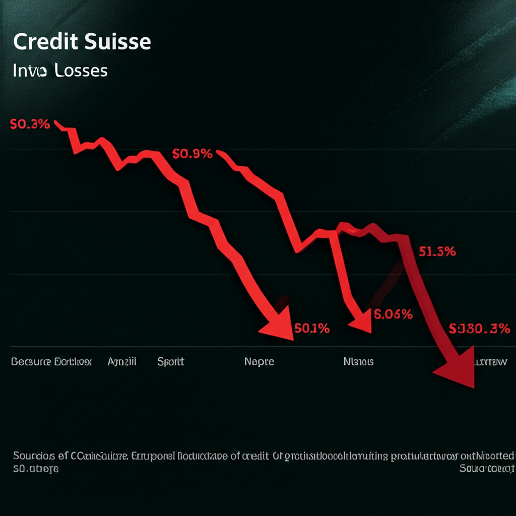 Illustration of a computer screen displaying SEC EDGAR database results and a UBS investor relations webpage, with hands navigating through archived Credit Suisse financial documents