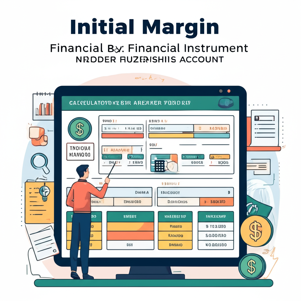 Trader using a broker platform to calculate initial margin based on financial instrument, position size, and market conditions